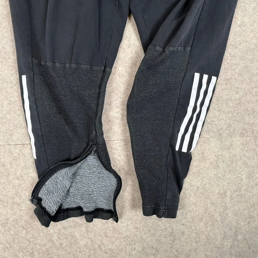 Adidas Training Pants XL Joggers Black Tapered Mesh Ankle Zip DH9093